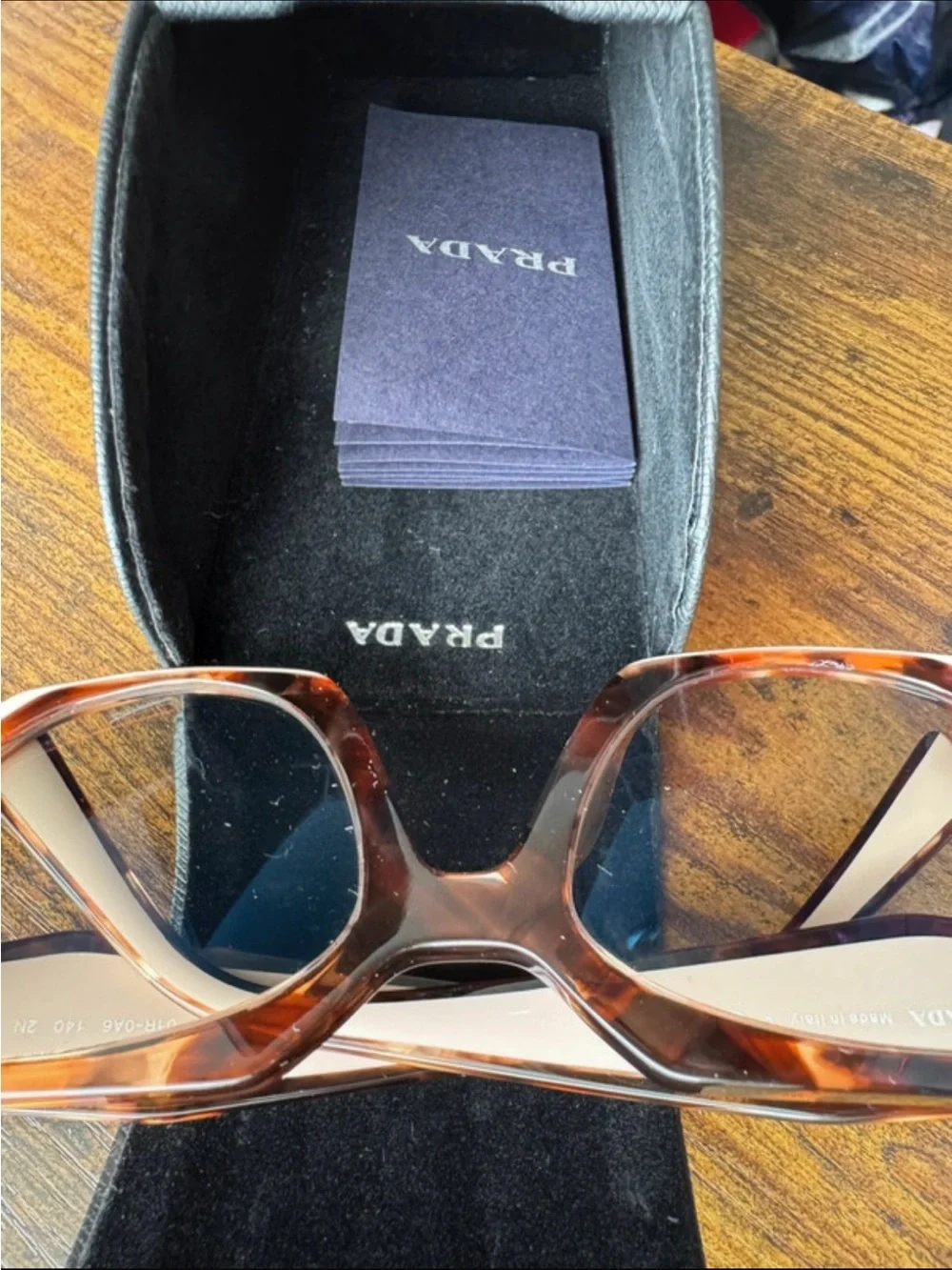 Prada Women’s Tortoiseshell Frame with Pink Temples Sunglasses